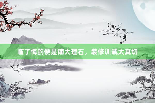 临了悔的便是铺大理石，装修训诫太真切
